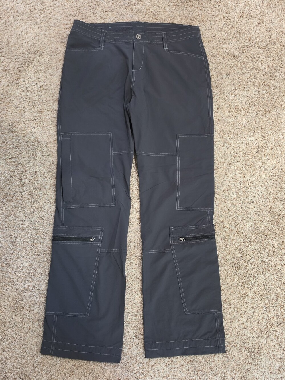 Kuhl Women's Straight Leg KÜHL Stretch Cargo Hiking Pants Charcoal Gray Sz 14